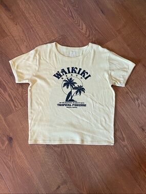 Social Scene Weaver Waikiki Beach Tee - Yello and Black Graphic Girls XL